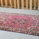 1970s Vintage Turkish Hand-Knotted Wool Cotton Pink Runner Rug 95x320