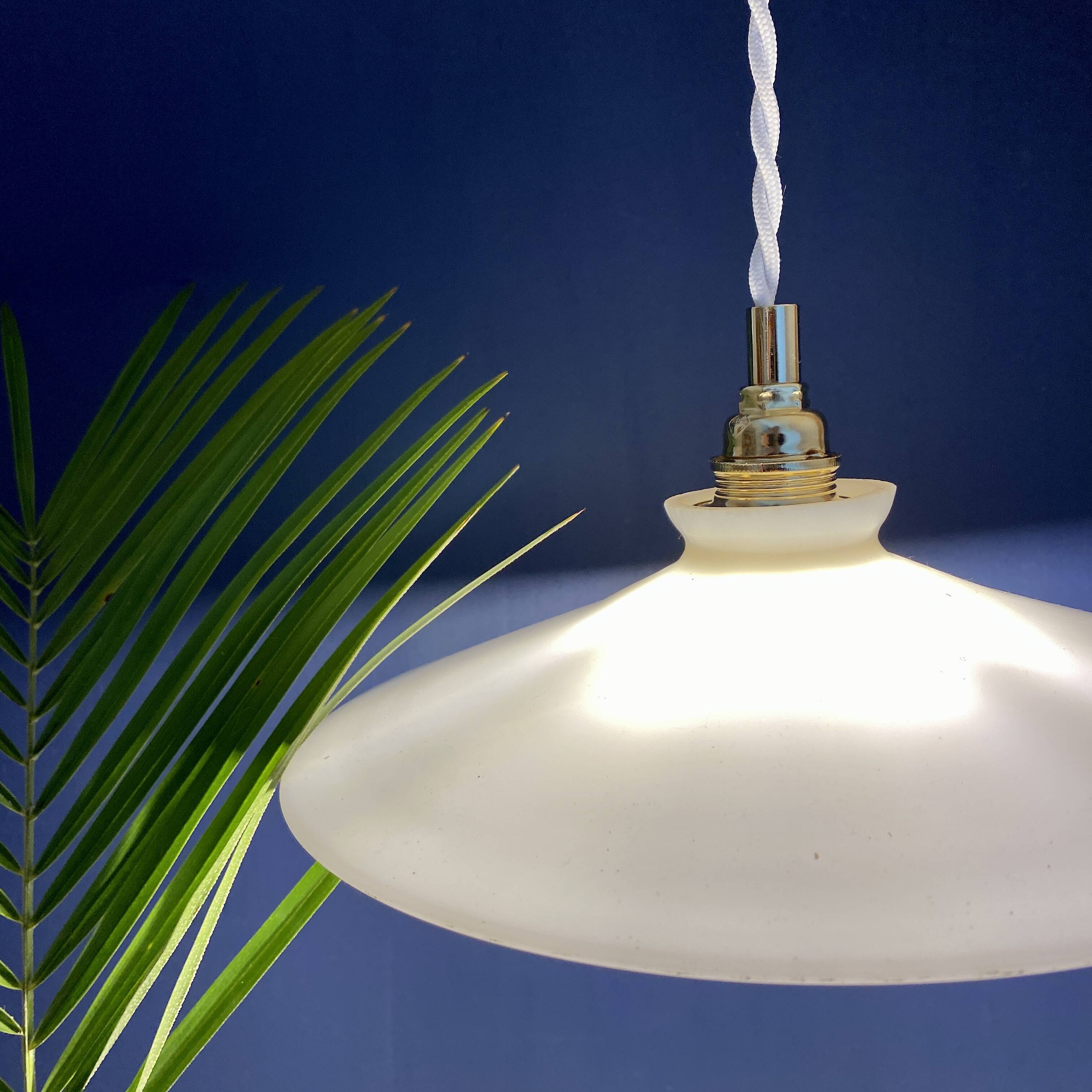 Vintage white opaline pendant light