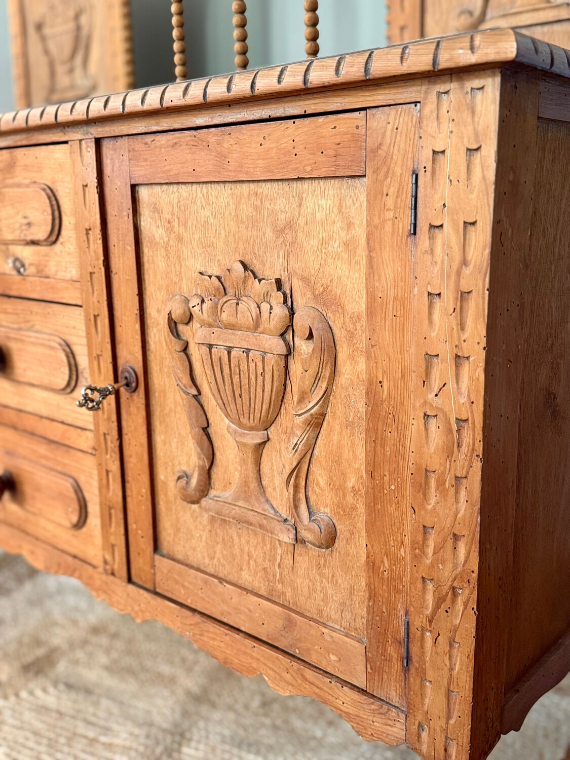 Carved wooden sideboard