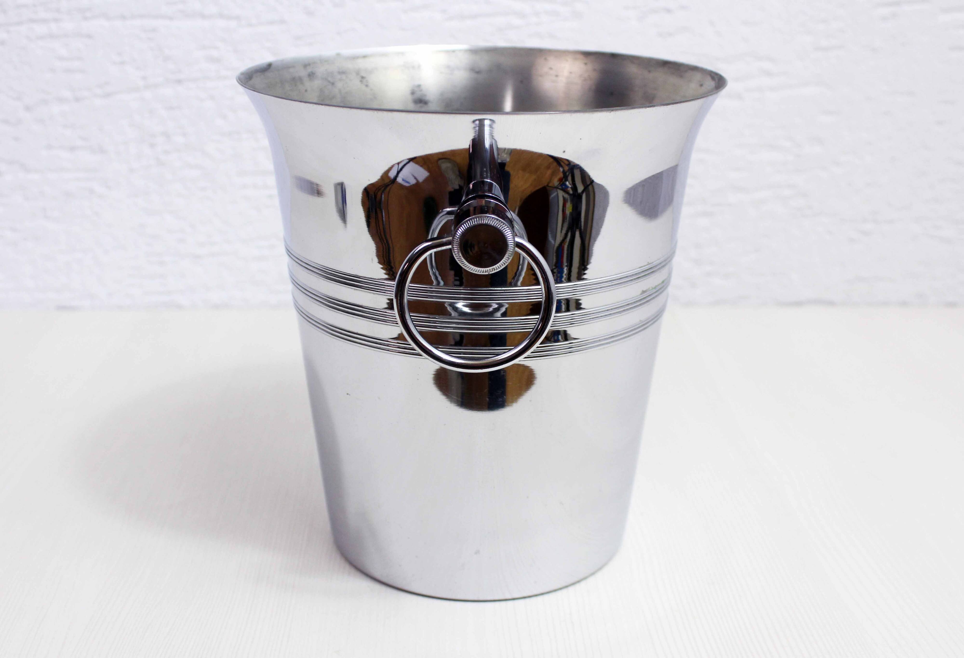 Stainless steel champagne bucket, France 1980