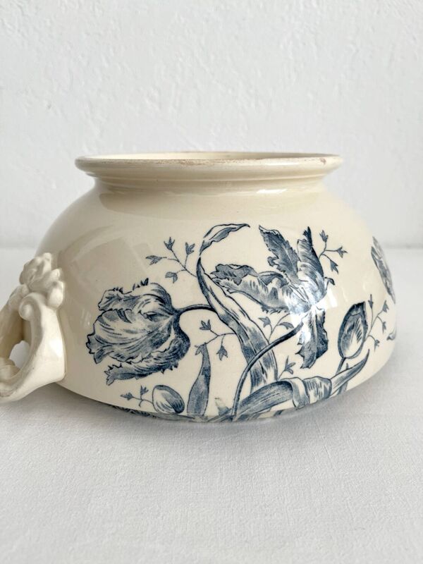 Soupière ancienne en terre de fer « Tulipes » Gien