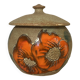 Bonbonnière en céramique beige et fleurs orange pot vintage 1970 sucrier