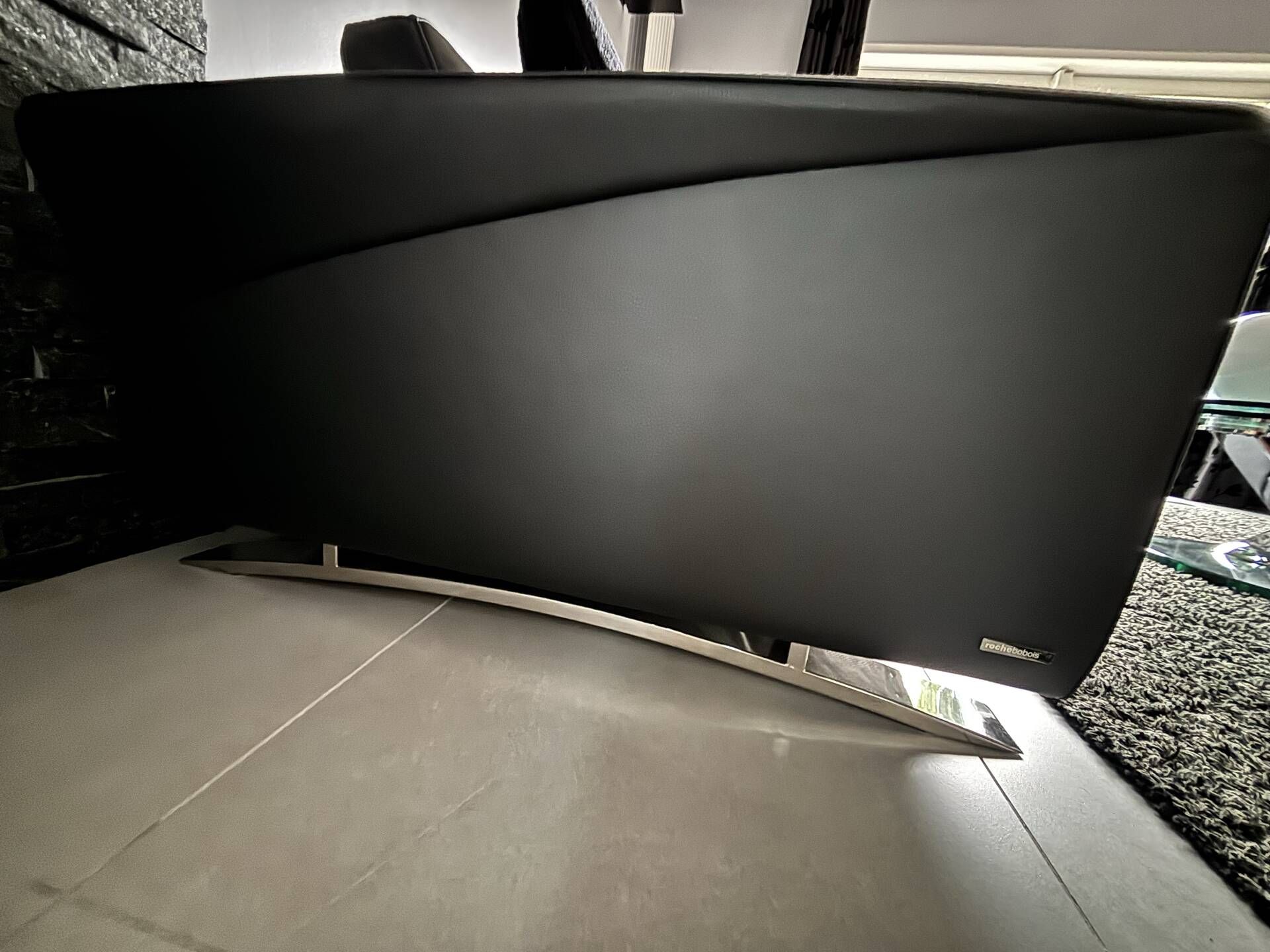 Grand canapé 3P cuir noir Roche Bobois