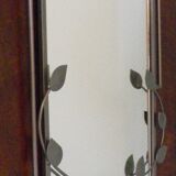 Designer mirror with gray metal surround 89x37cm