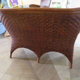 Two-seater banquette in woven rattan, wood and bamboo, 1980s.