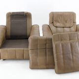 1970s Pair of Exclusive De sede Buffalo Leather Armchairs, Switzerland