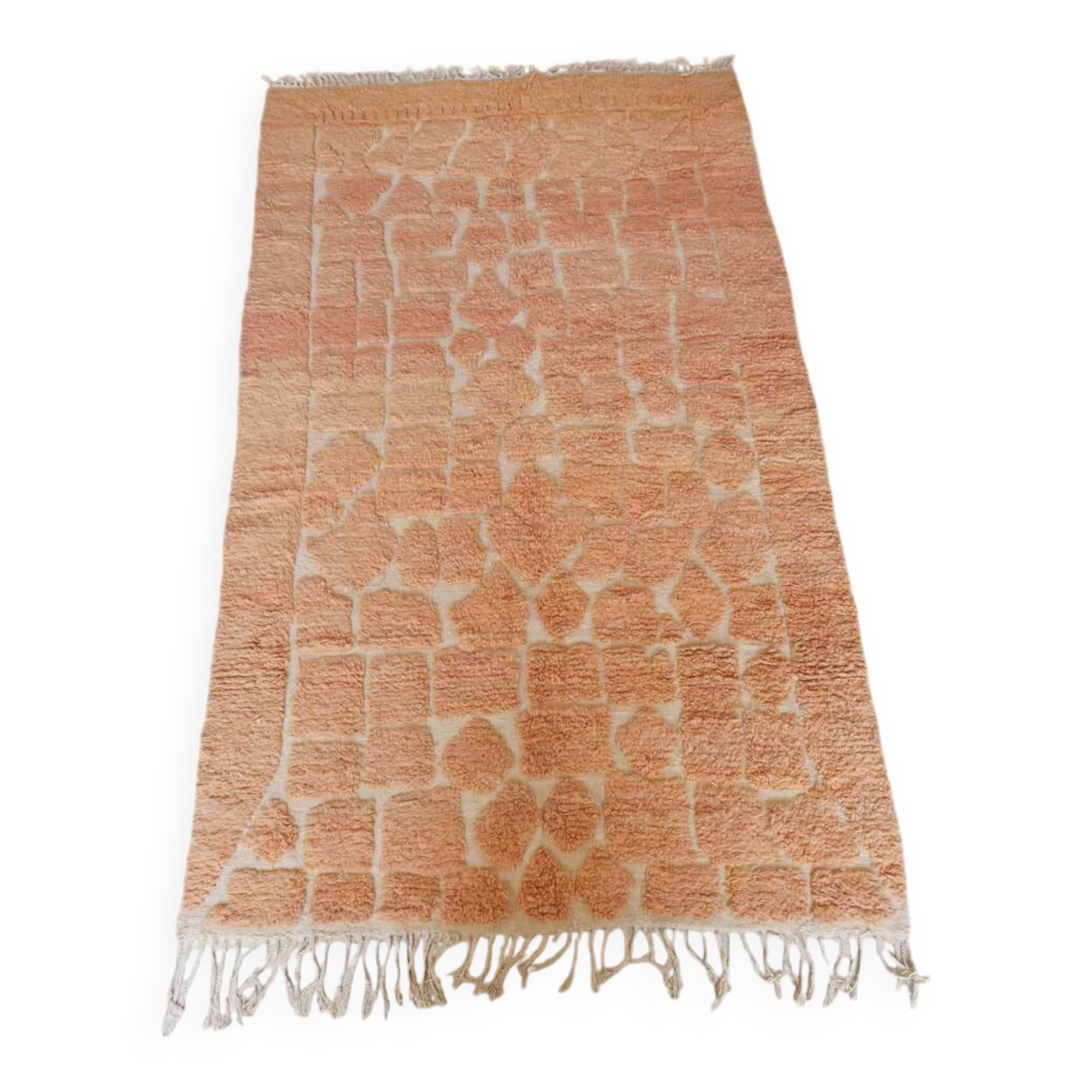 Large Berber rug Beni Ouarain ochre mottled wool