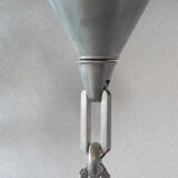 Art deco globe suspension in opaline and aluminium chain