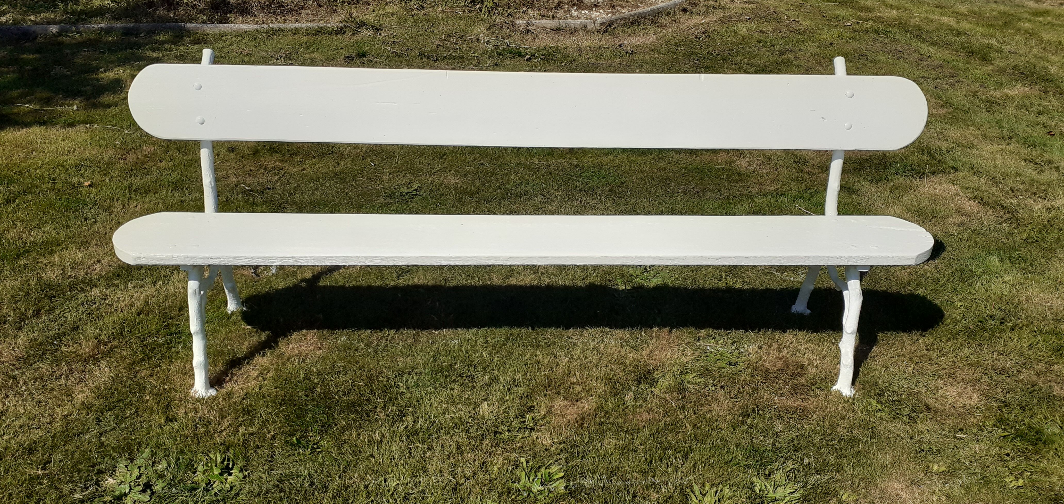 Old bench wood and cast iron XIXth white.