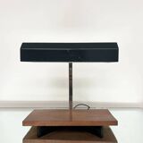 1950s desk lamp with teak base and grey lacquered metal