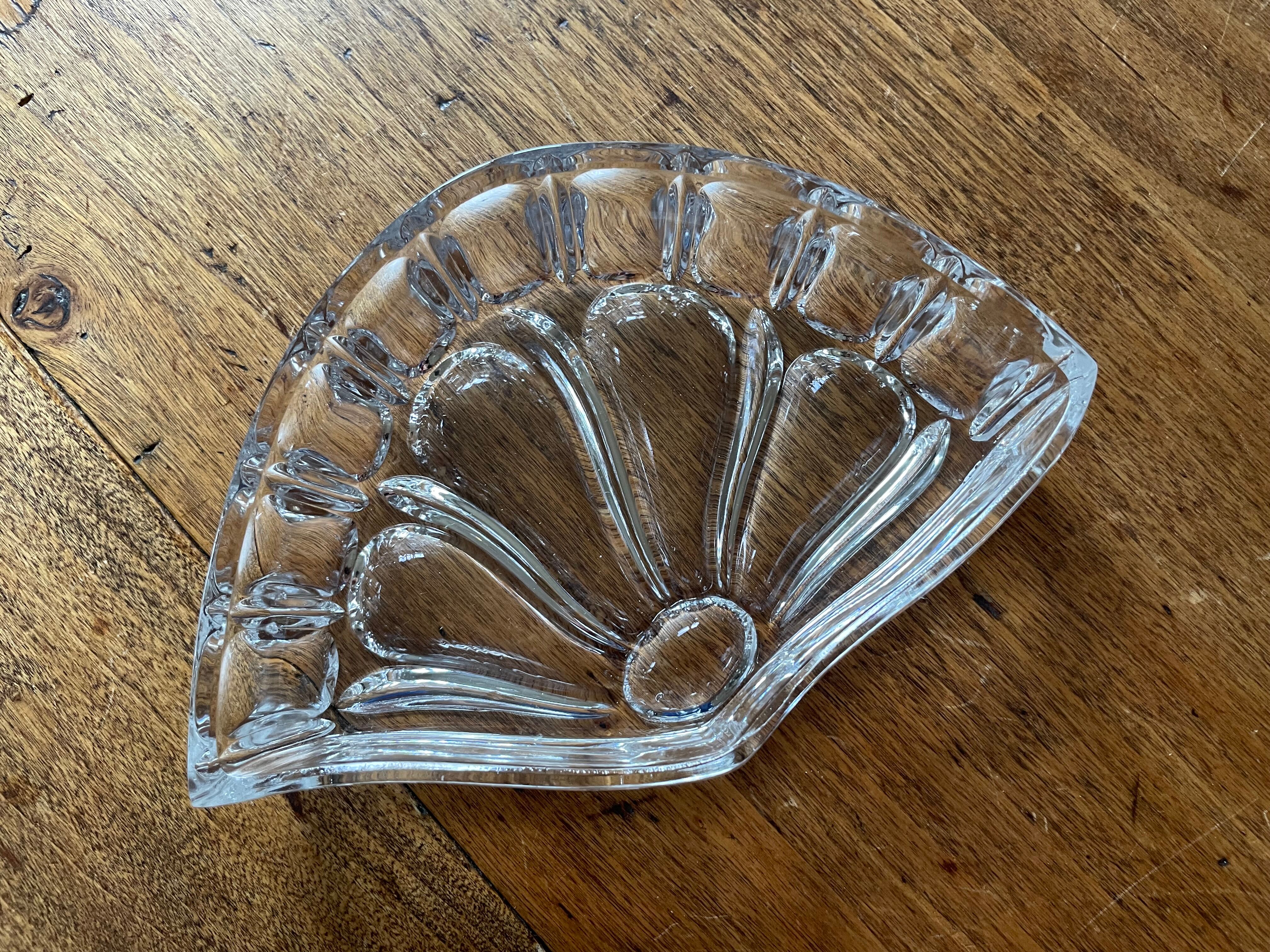 Antique serving dish, aperitif, starters, in Lippert crystal and metal