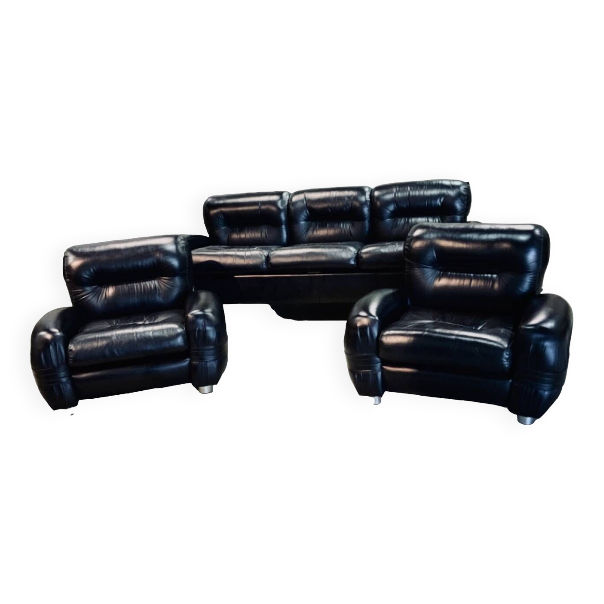 3 Room Living Room, Italy 1970/80 Black “adriano Piazessi”