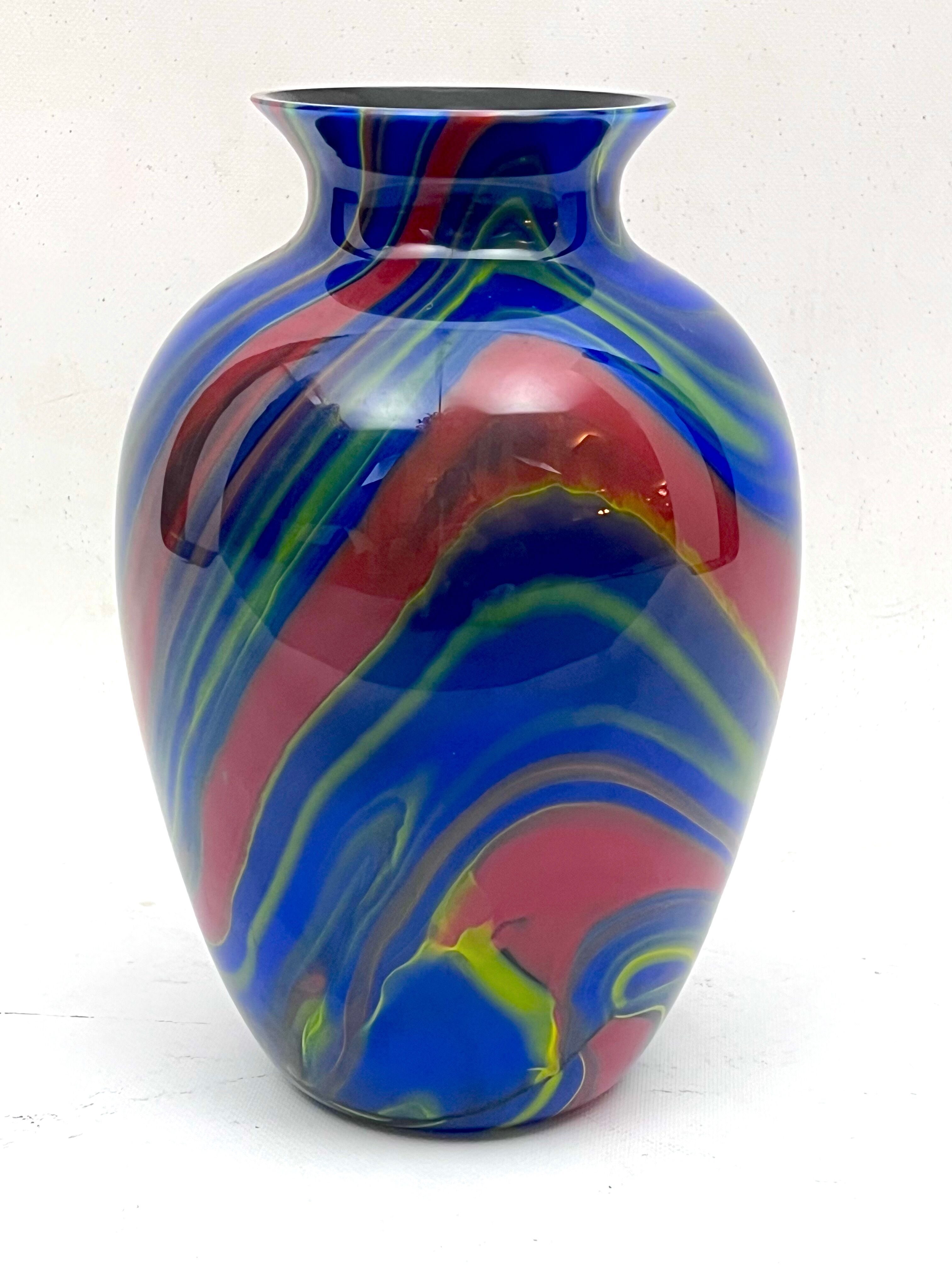 Postmodern multicolored Murano glass vase by Ottavio Missoni. Italy 1980s