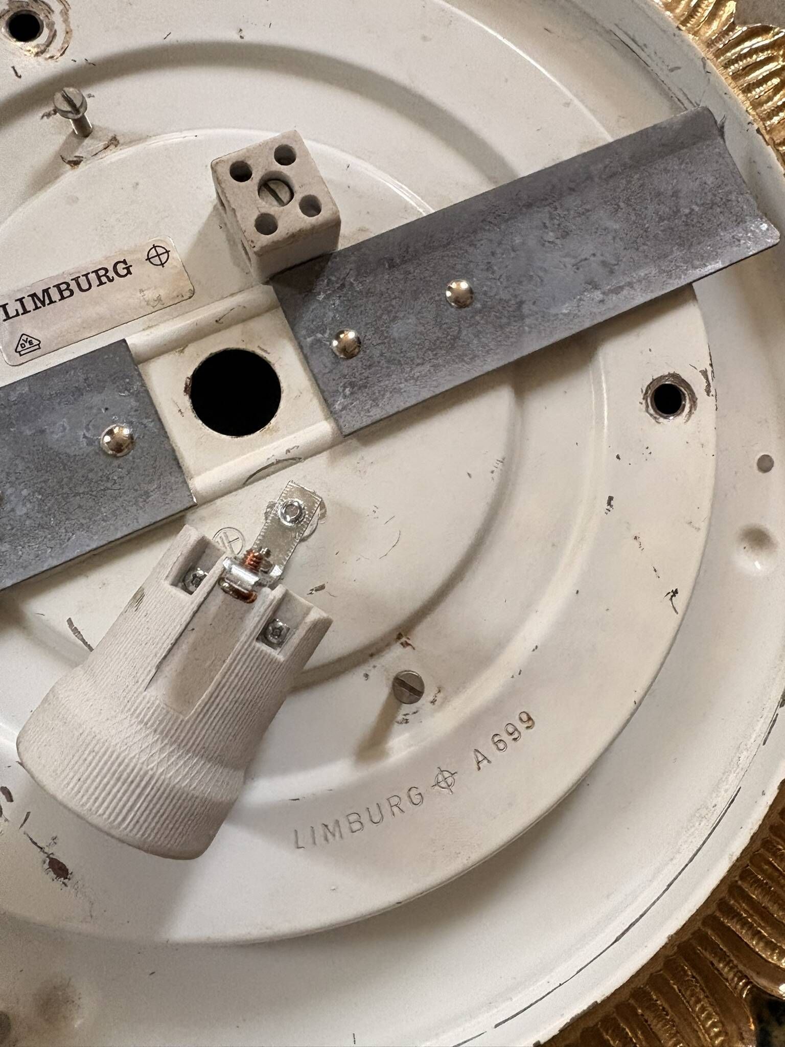 Vintage ceiling light Glashütte Limburg Bronze Hollywood Regency Mid Century