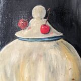 Small oil on canvas still life painting countryside style slow decoration