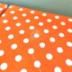 Vinyl storage cube - orange with white polka dots