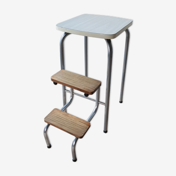 Tabouret marche pied repliable formica vintage