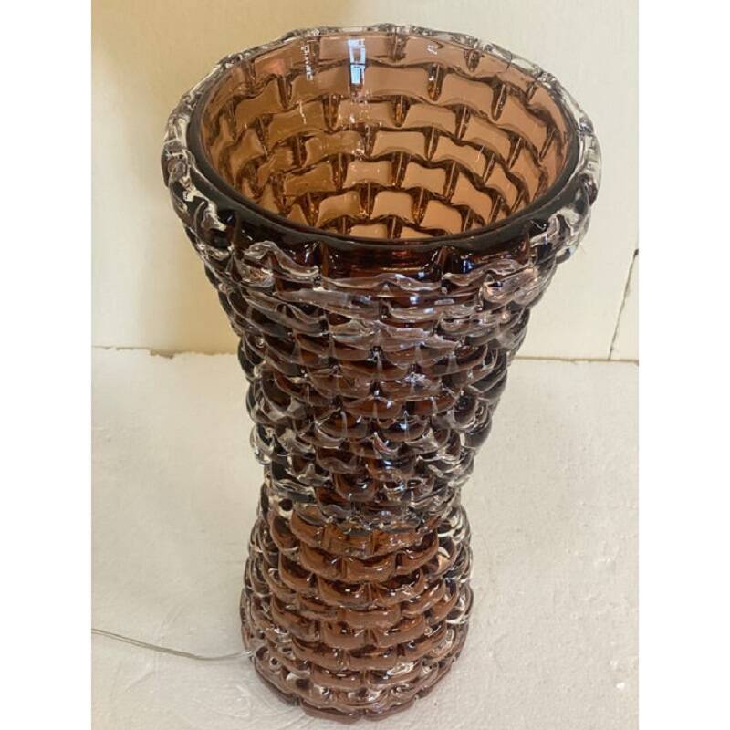 Contremporary" Rostrato" Fumè Murano Glass Table Lamp