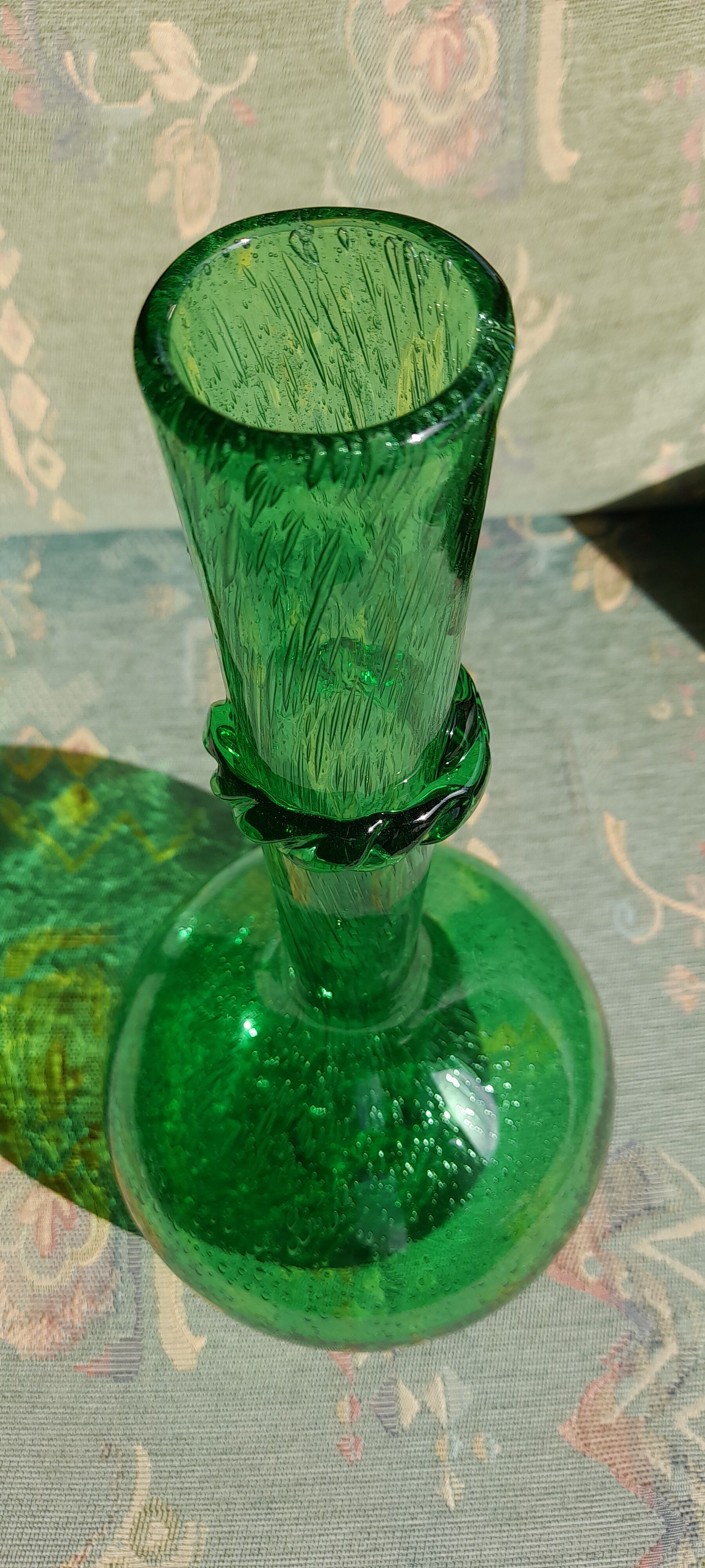 Green vase, biot 60s blown glass