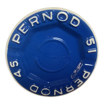 Empty pocket ashtray cobalt blue Pernod and threads 45 51 bistrot