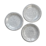 3 Assiettes en faïence Italienne mouchetée noir et blanc