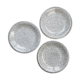 3 Black and white speckled Italian earthenware plates