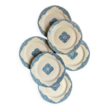6 Gien flat plates in blue and ecru iron earth