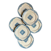 6 Gien flat plates in blue and ecru iron earth