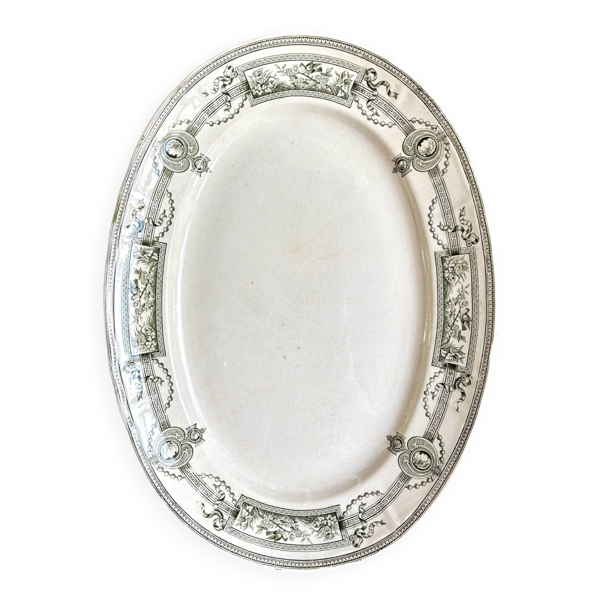 Oval ironstone dish from St Amand and Hamage, "Medallion" service
