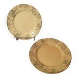Pair of large round dishes Boulenger Choisy le Roi Derby Terre de fer