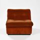 Set of three vintage armchairs. 1970s. Orange corduroy.