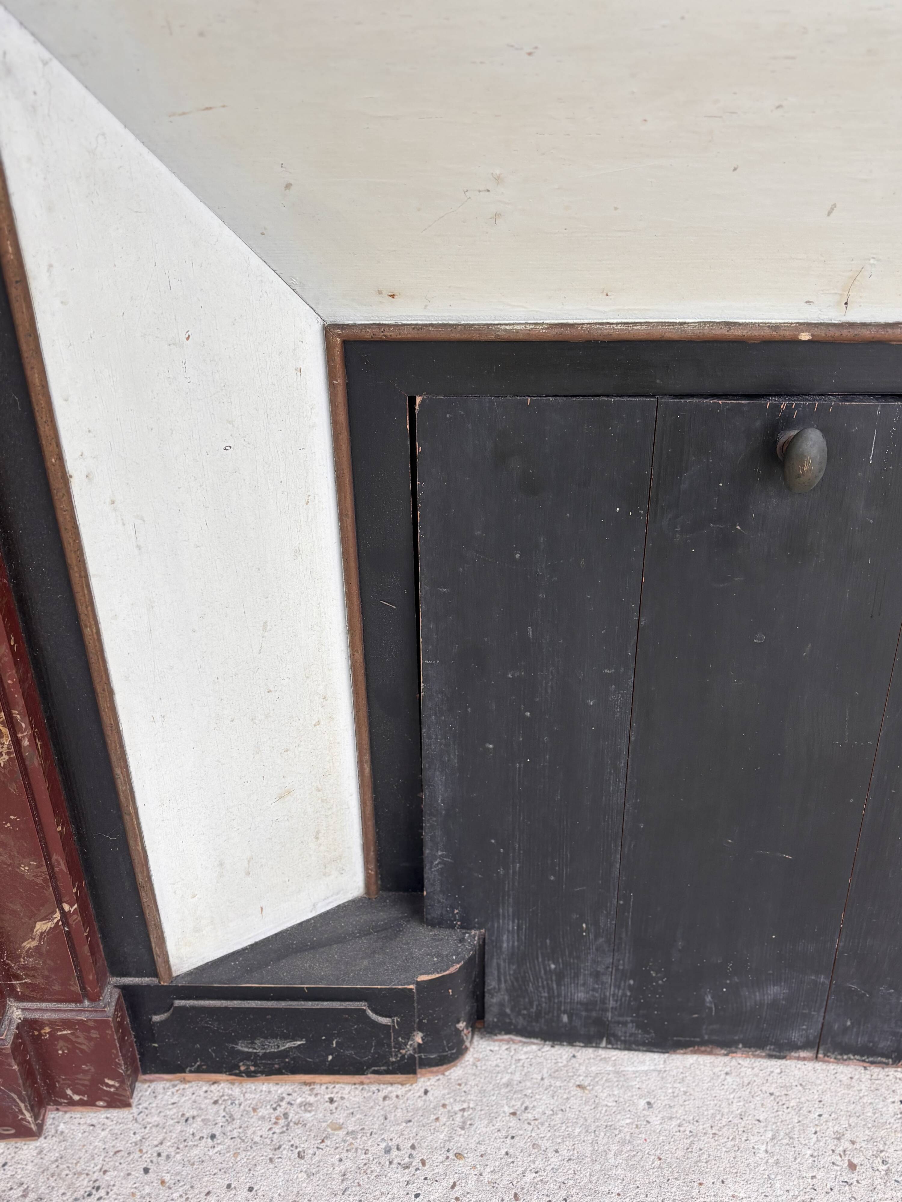 Wooden fireplace mantel imitating marble