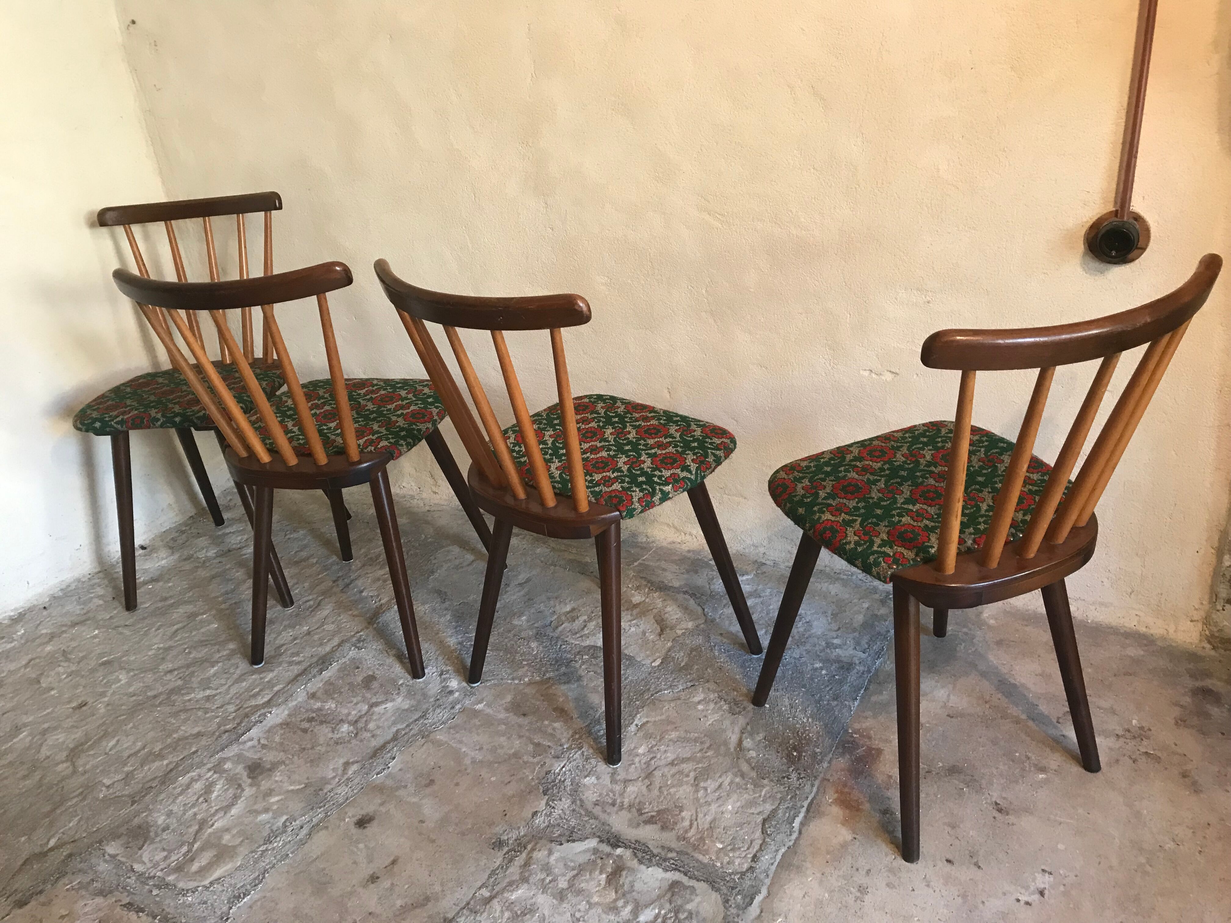 Set of 4 chairs inn 1960's bars and feet compass