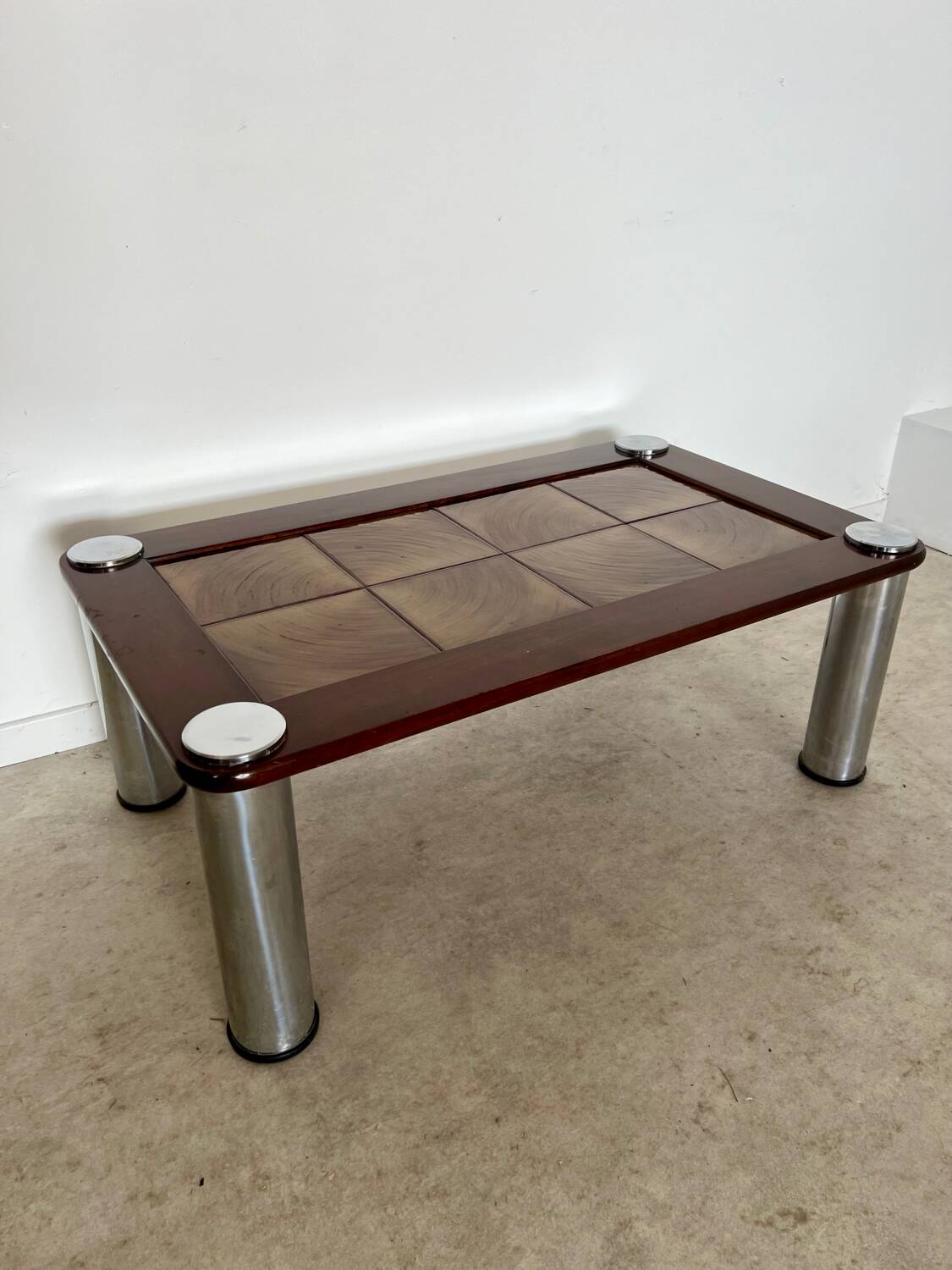 Old coffee table ceramic tile metal leg design from the 70s vintage