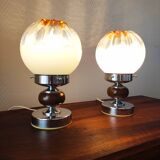 Paire de lampes mazzega 1970 verre de Murano