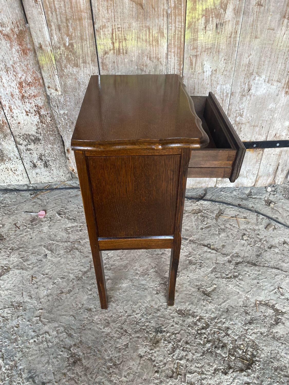 Louis XV Style Nightstand Table Wood Drawer + Vintage Case #D936