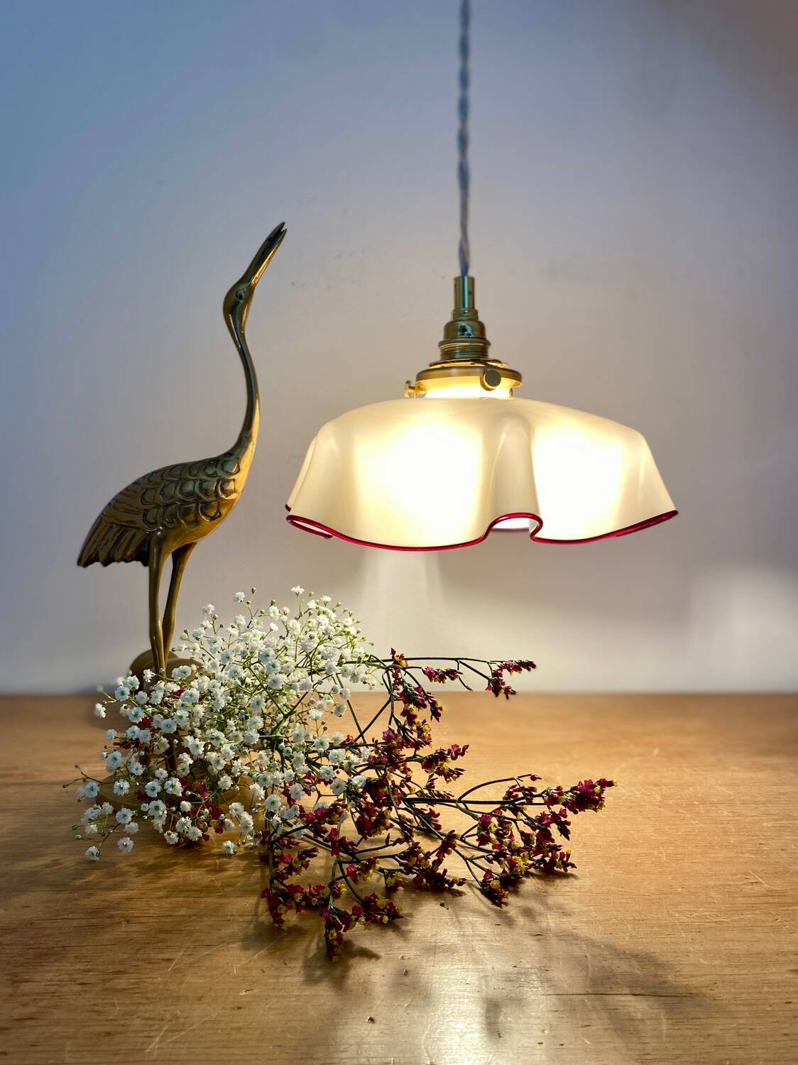 Vintage yellow opaline lampshade pendant light