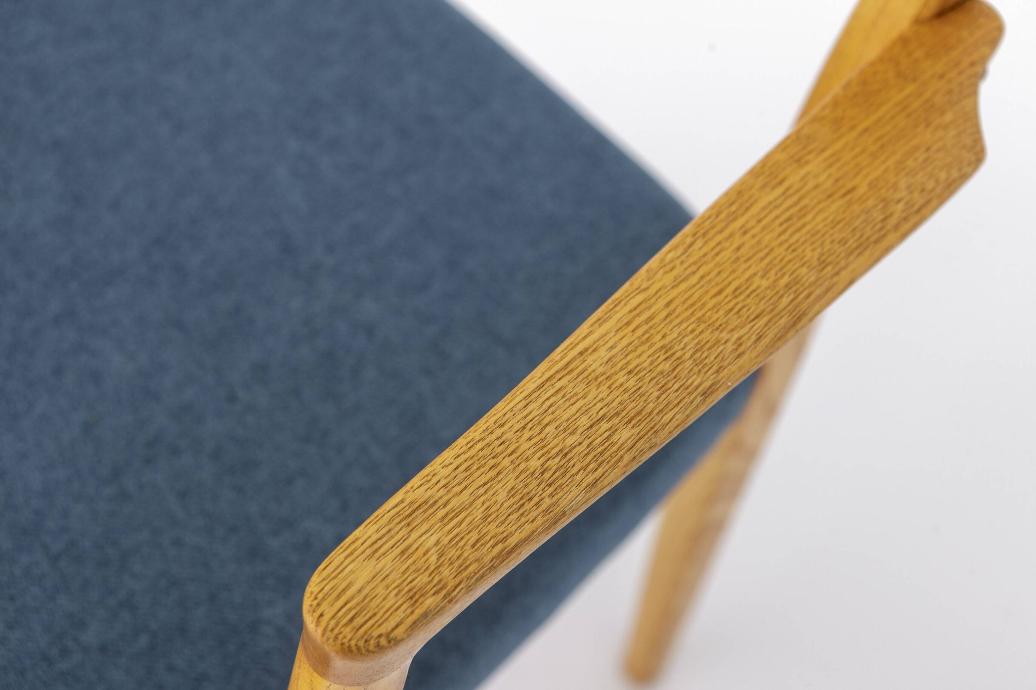 Vintage German Armchair 1960s, Mid Century Beechwood Chair with Blue Uph.