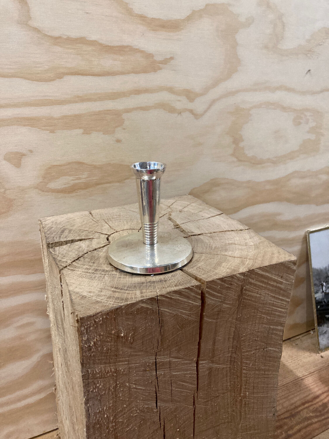 Silver metal candle holder 1930