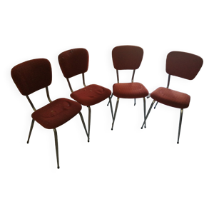 Lot de 4 chaises en velours vintage