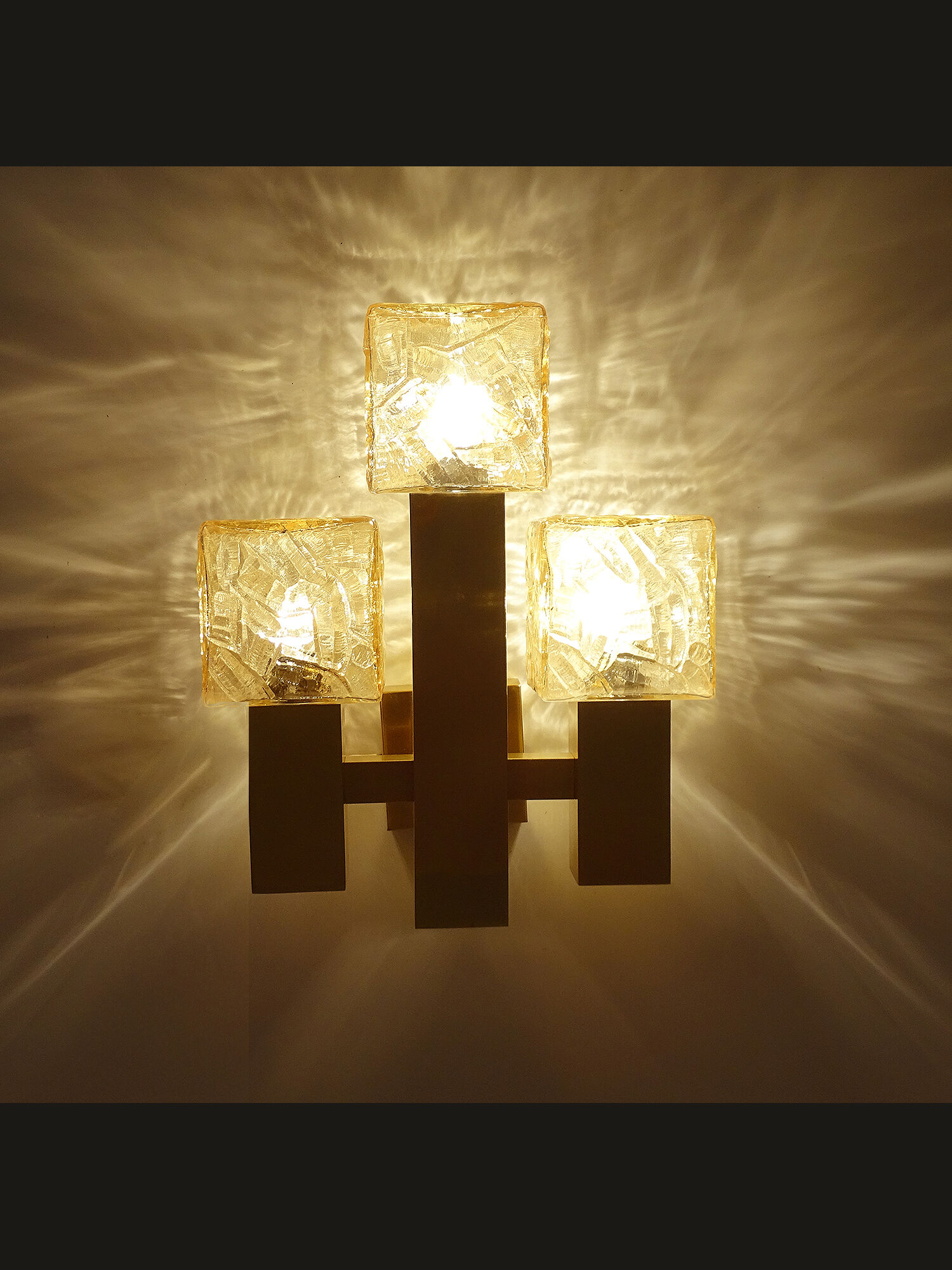 Vintage wall lamp Kalmar Austria, brass glass, 60s