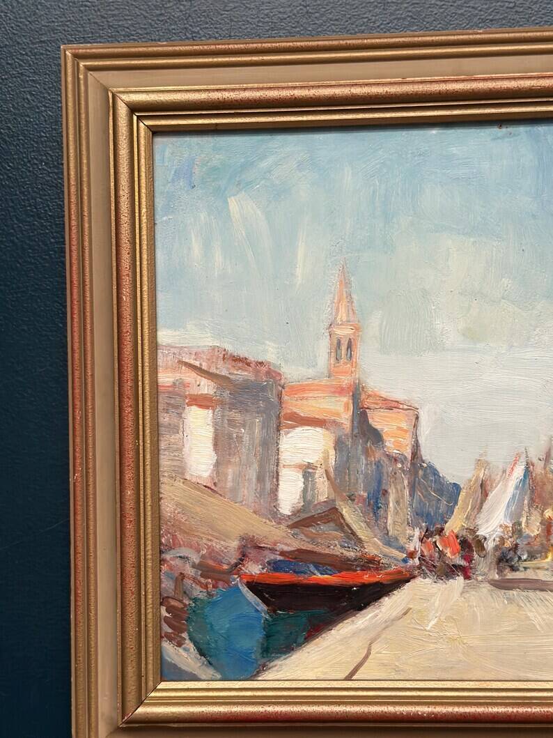 Swedish Oil on  panel - "Venice II" by Knut Norman - Vintage- 51 × 43 cm