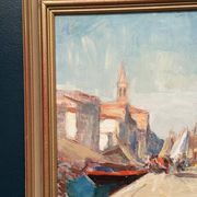 Swedish Oil on  panel - "Venice II" by Knut Norman - Vintage- 51 × 43 cm