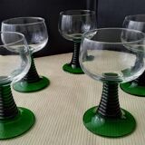 5 large white wine glasses in Alsace Roemer style