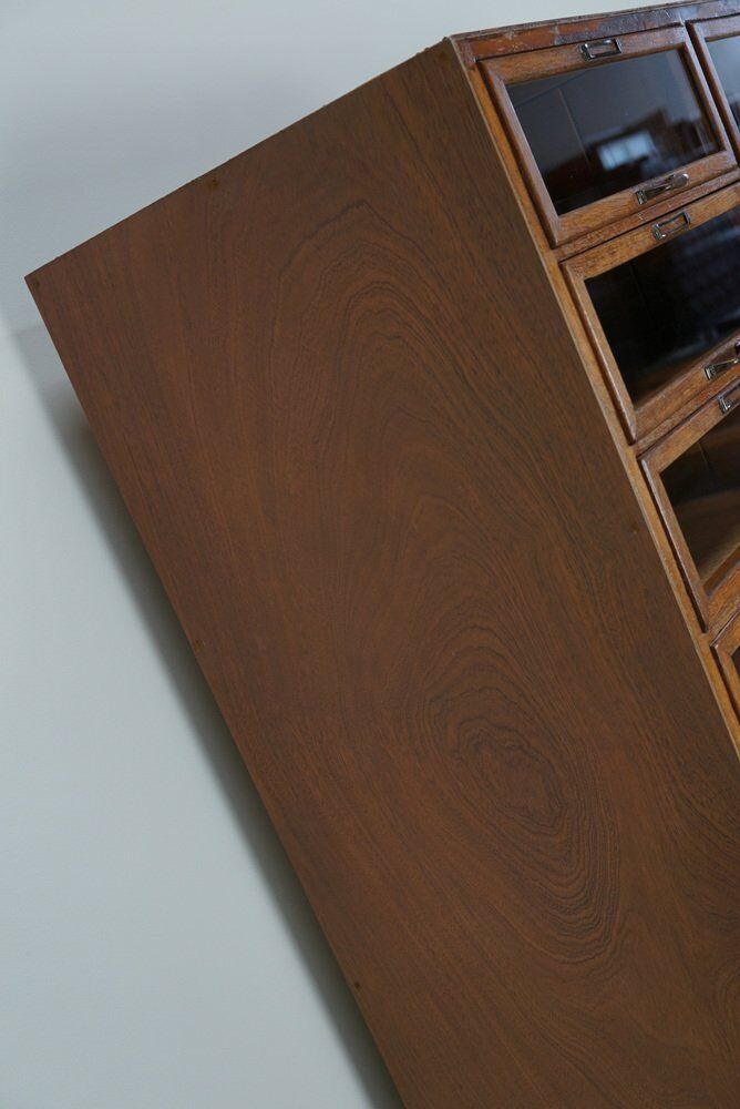Vintage Dutch oak haberdashery shop cabinet, 1930s