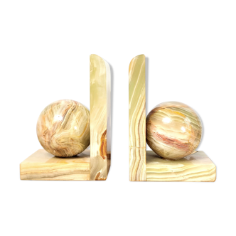 Pair bookends ball onyx
