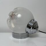 Lamp in chromed metal and blown Murano glass attributed to Mazzega Italy 197