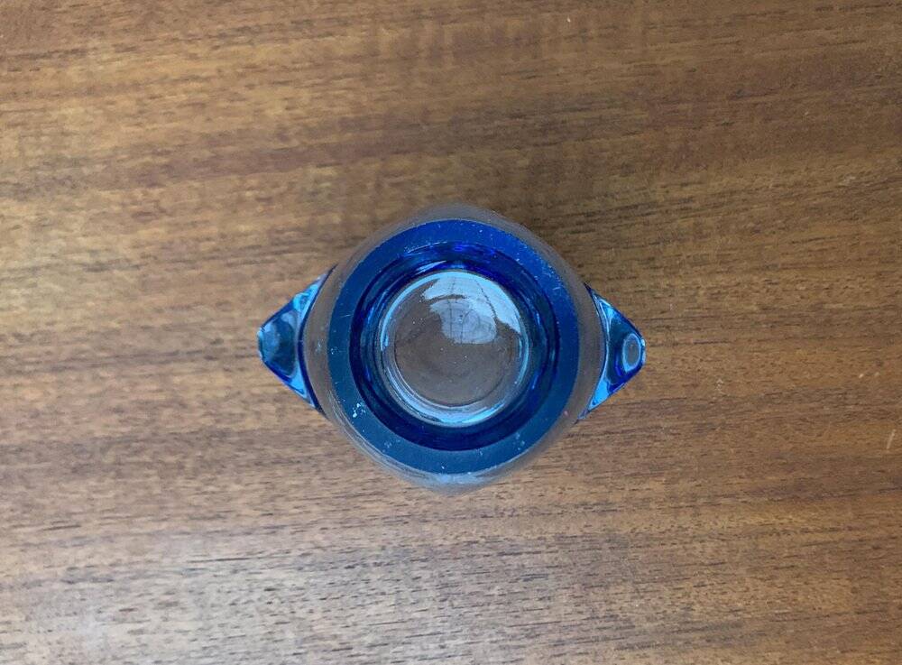 Blue glass vase model 20064 in Mid-Century style by Vladislav Urban for Hermanova Hut, 1960s.