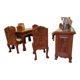 Carved solid teak dining table