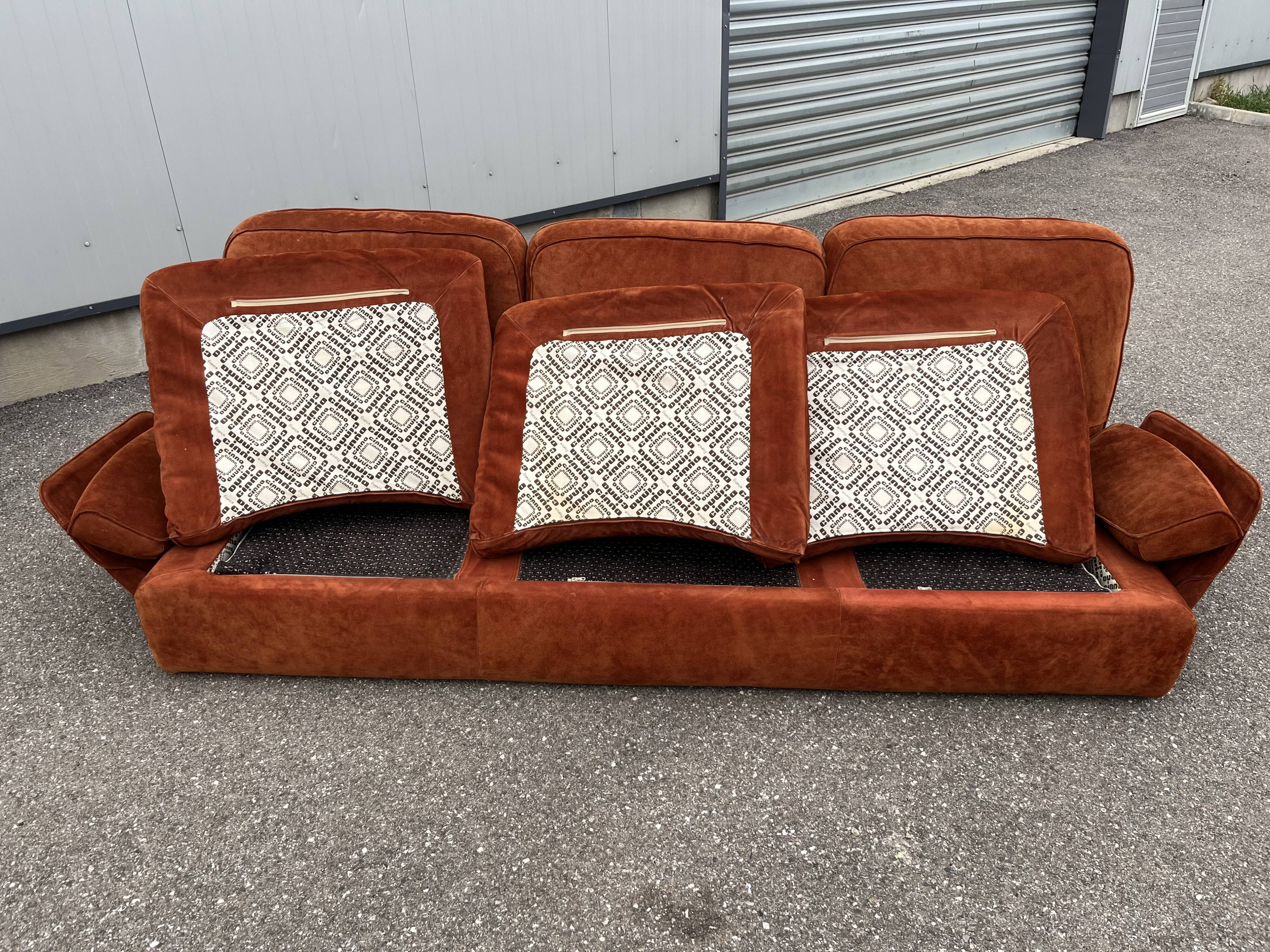 Cinna orange suede sofa